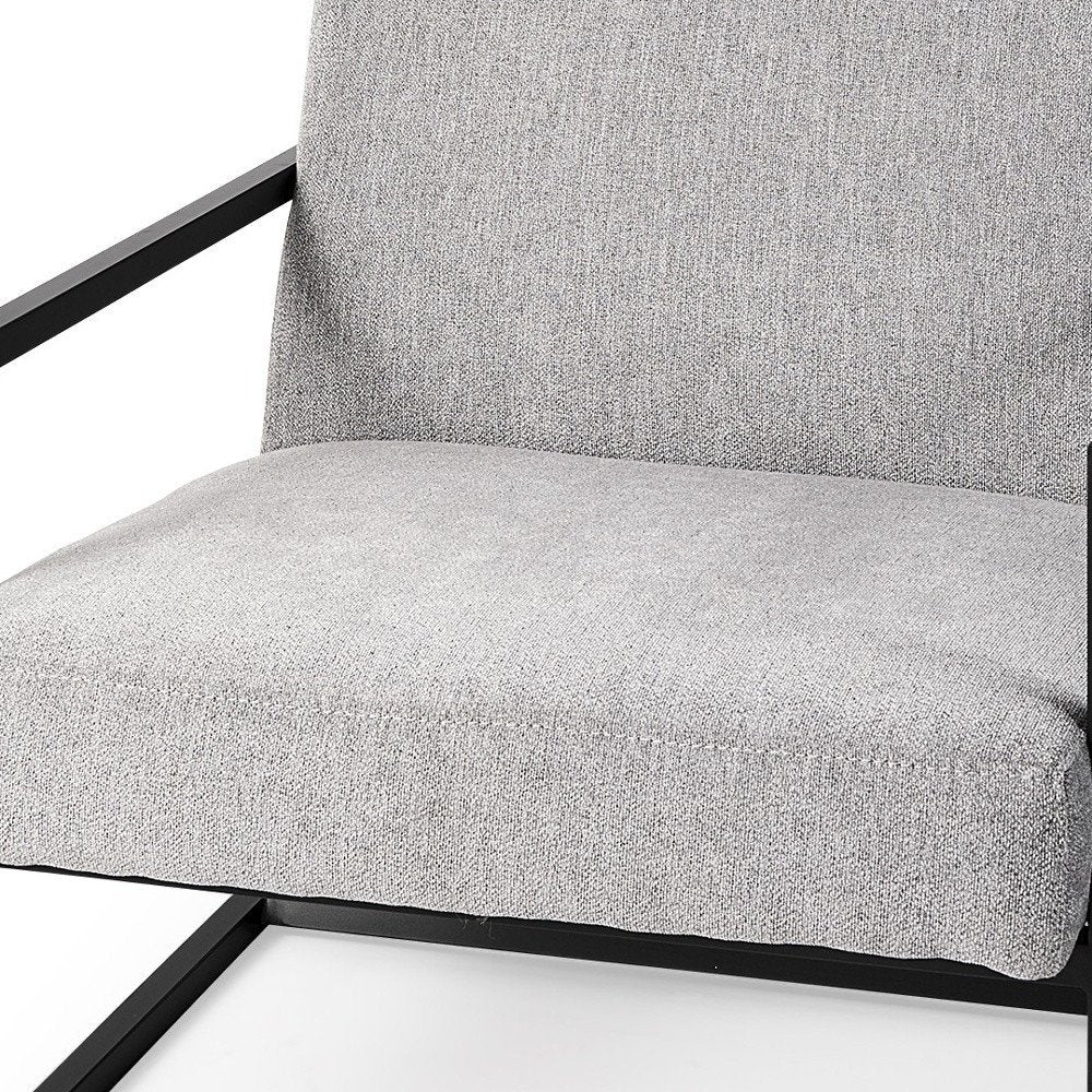 33" Gray and Black Fabric Wingback Chair