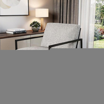 33" Gray and Black Fabric Wingback Chair