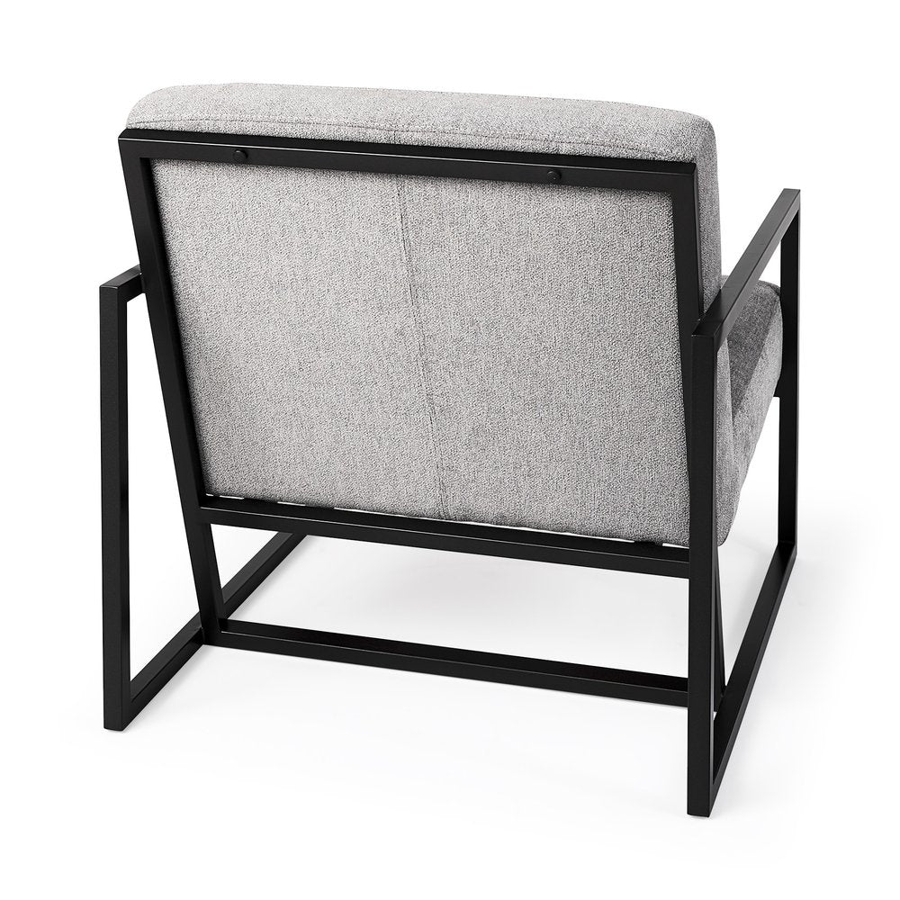 33" Gray and Black Fabric Wingback Chair