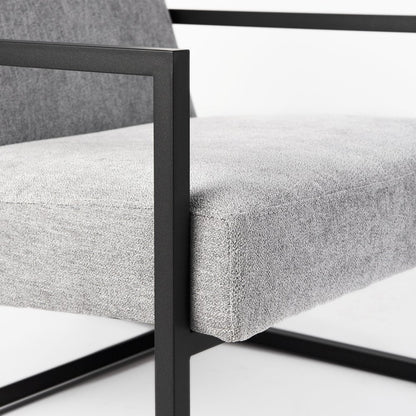 33" Gray and Black Fabric Wingback Chair