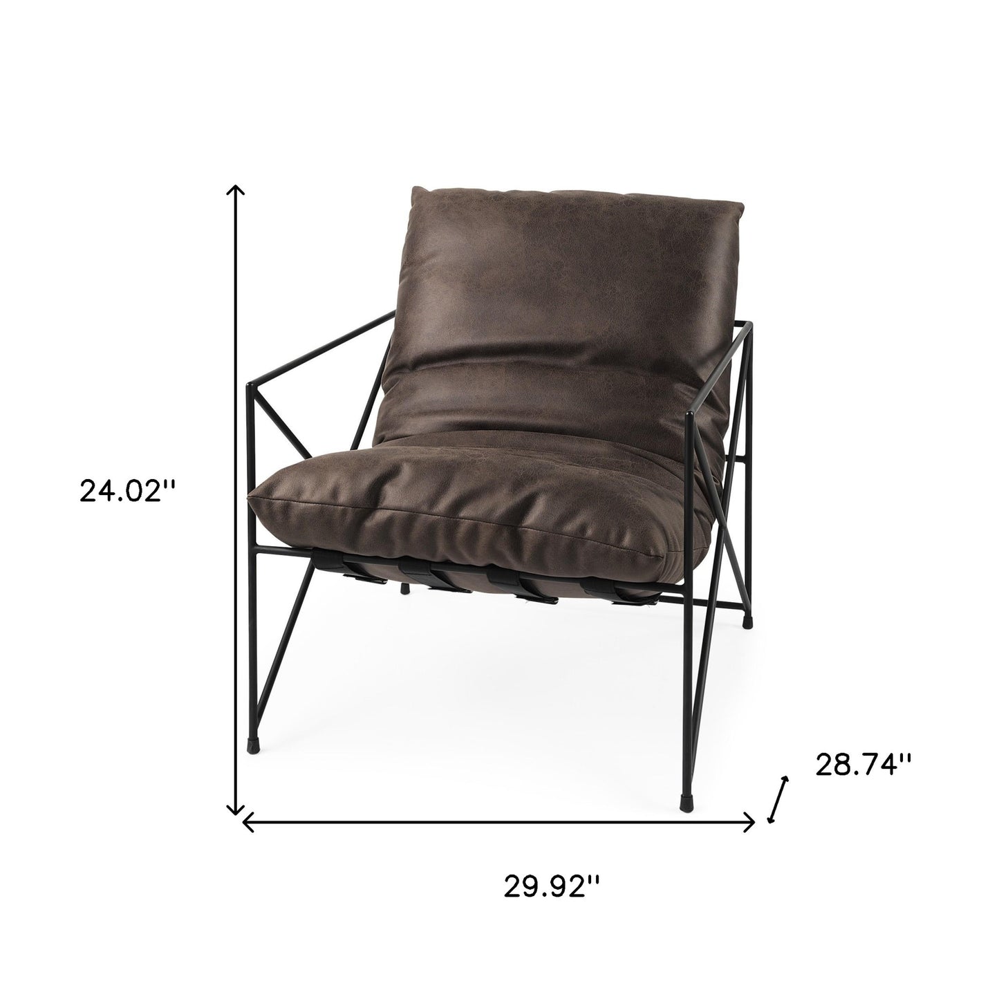 30" Black Faux Leather Distressed Wingback Chair