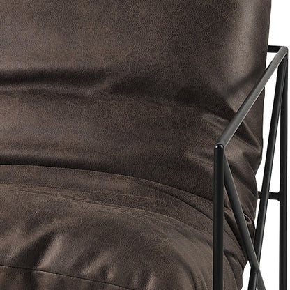 30" Black Faux Leather Distressed Wingback Chair