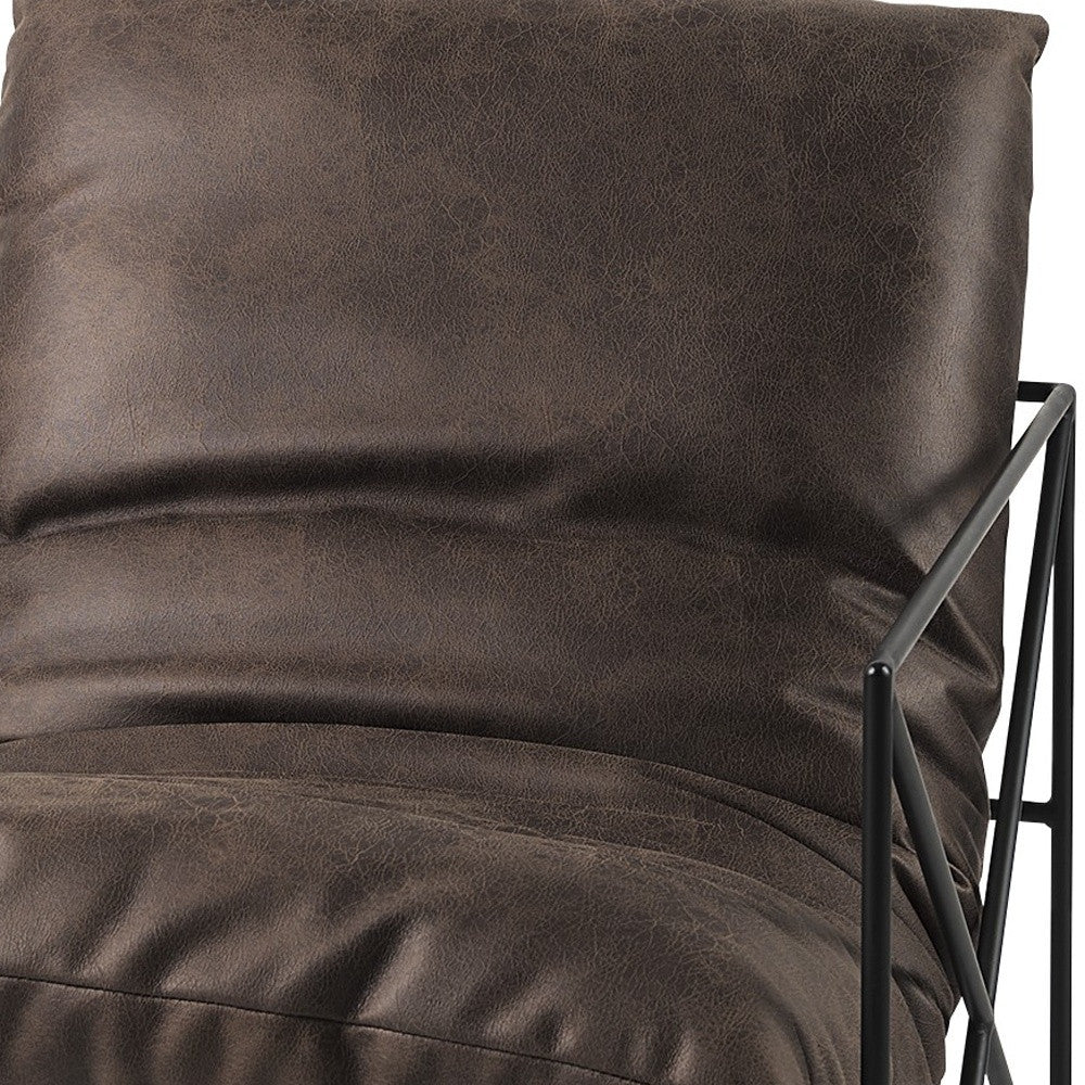 30" Black Faux Leather Distressed Wingback Chair