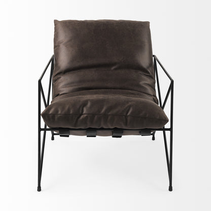30" Black Faux Leather Distressed Wingback Chair