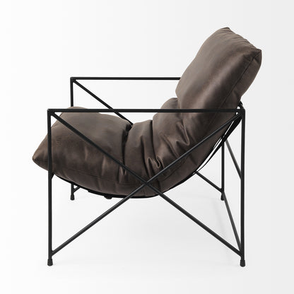 30" Black Faux Leather Distressed Wingback Chair