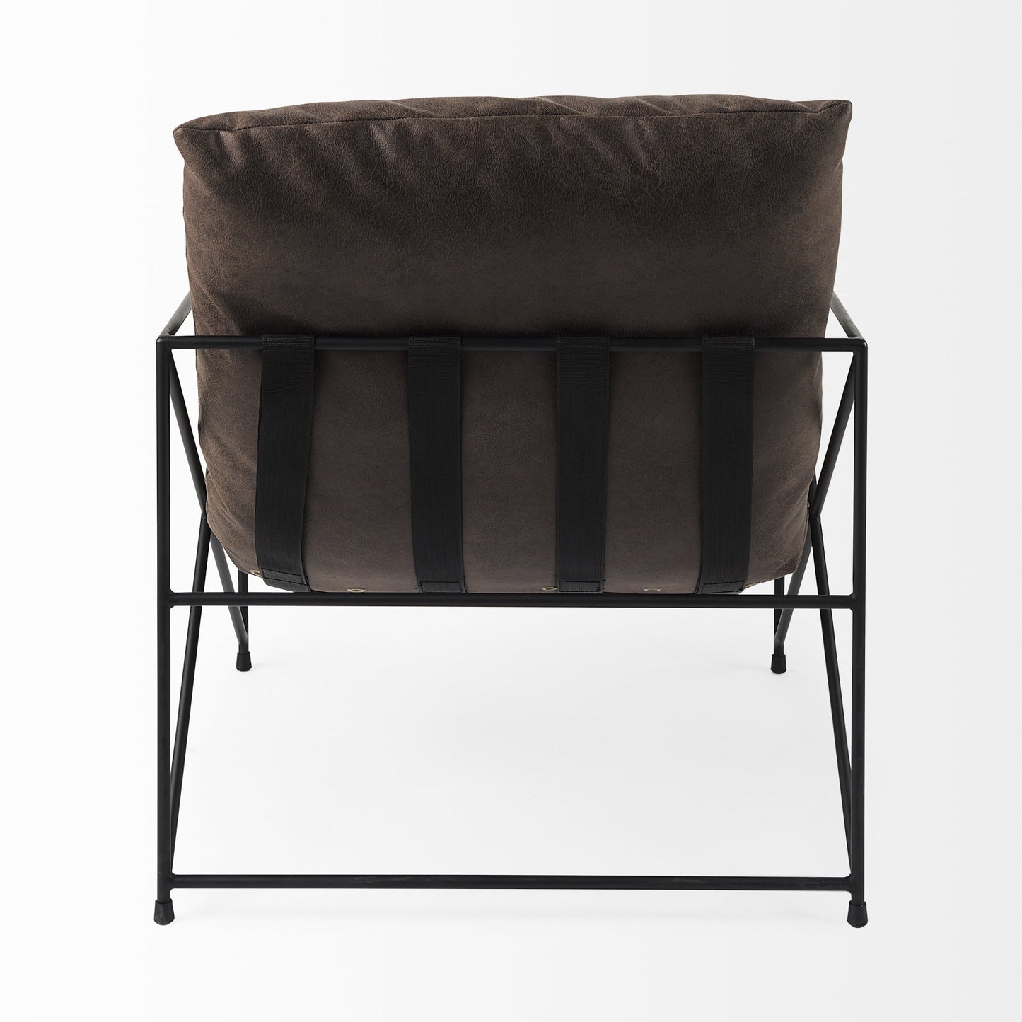 30" Black Faux Leather Distressed Wingback Chair