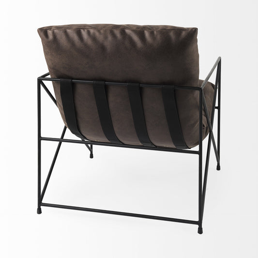 30" Black Faux Leather Distressed Wingback Chair