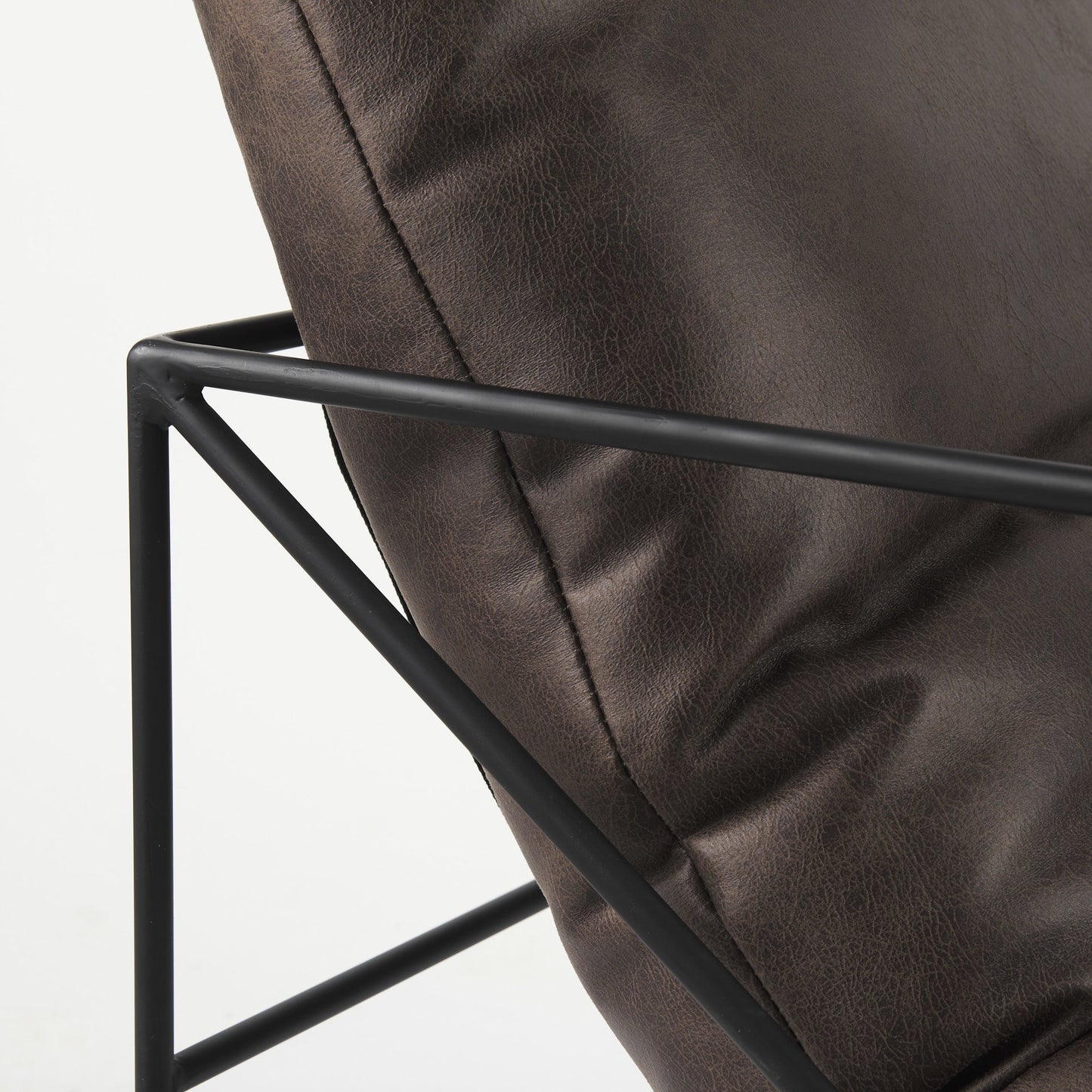 30" Black Faux Leather Distressed Wingback Chair