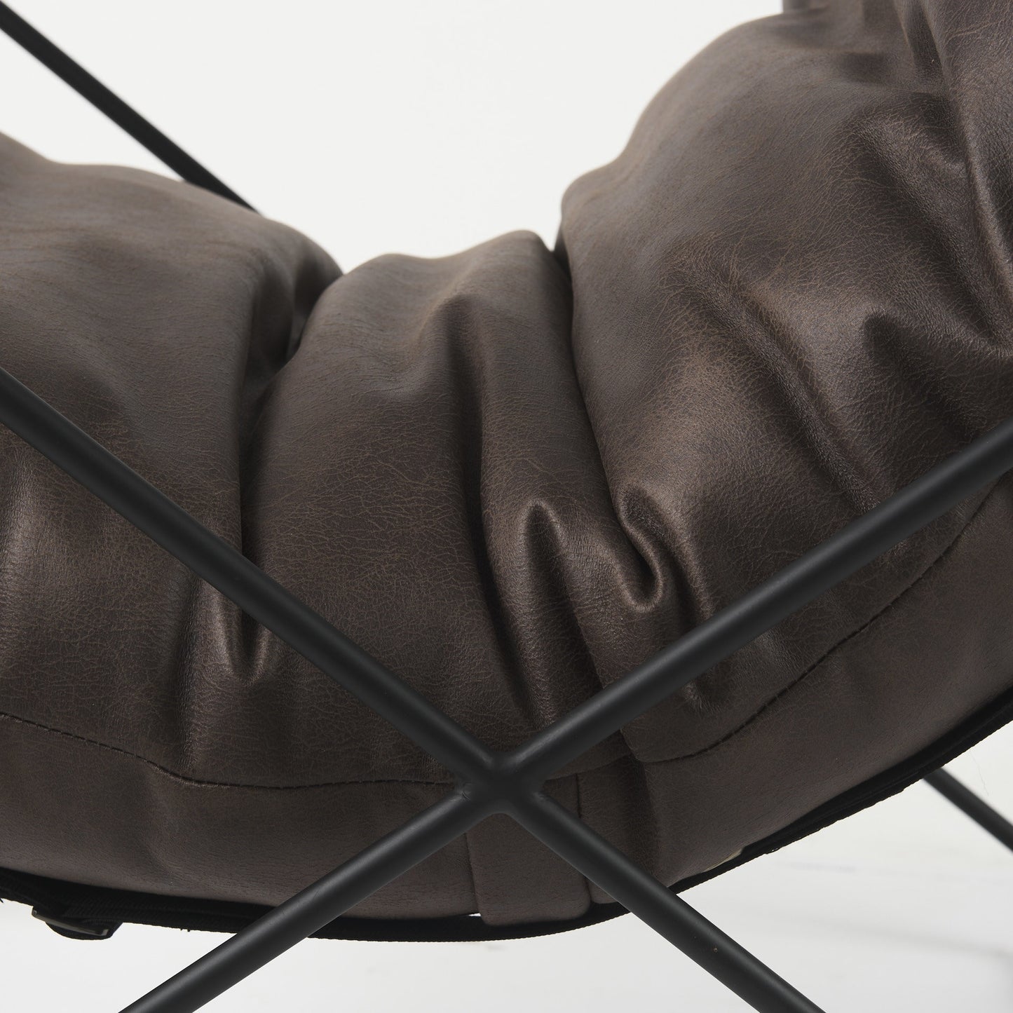 30" Black Faux Leather Distressed Wingback Chair