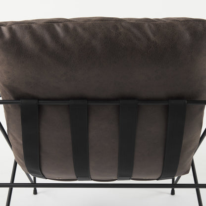 30" Black Faux Leather Distressed Wingback Chair