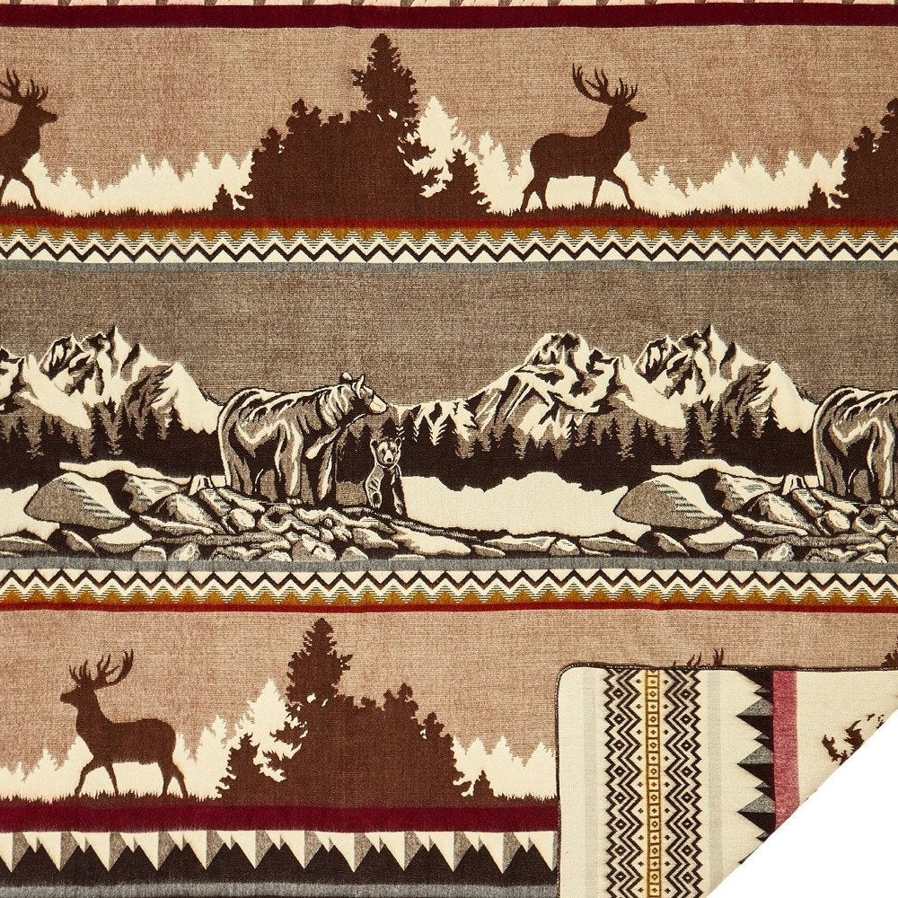 Ultra Soft Bear And Deer Lodge Handmade Blanket