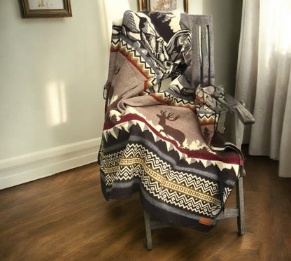 Ultra Soft Bear And Deer Lodge Handmade Blanket