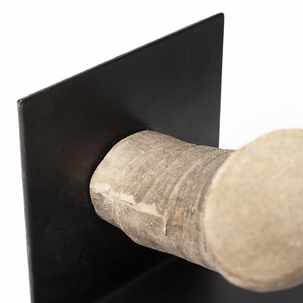 Set of Two Brown And Black Resin And Metal Horn Decorative Bookends