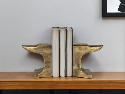 Set of Two 6" Gold Metal Decorative Bookends