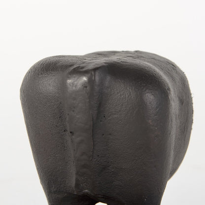 Set of Two 7" Black Fabric Bull Decorative Bookends