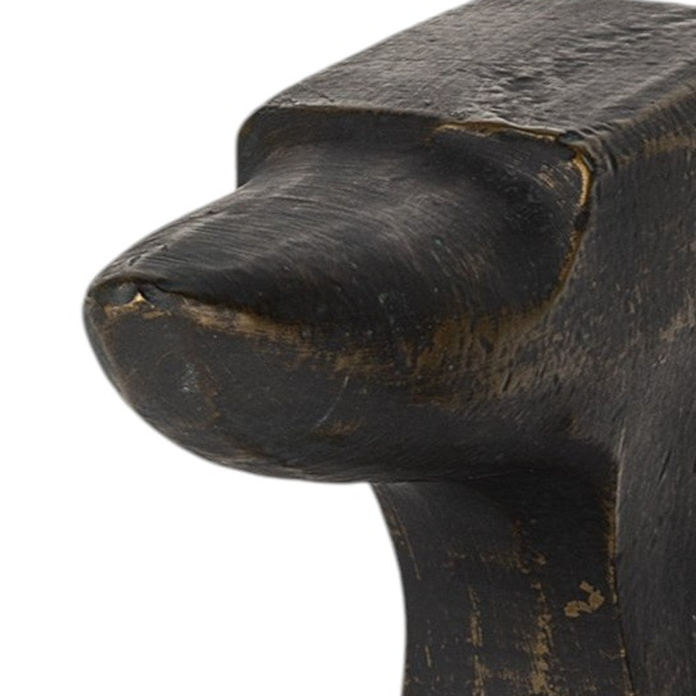 Set of Two 6" Black And Gold Polyresin Decorative Bookends