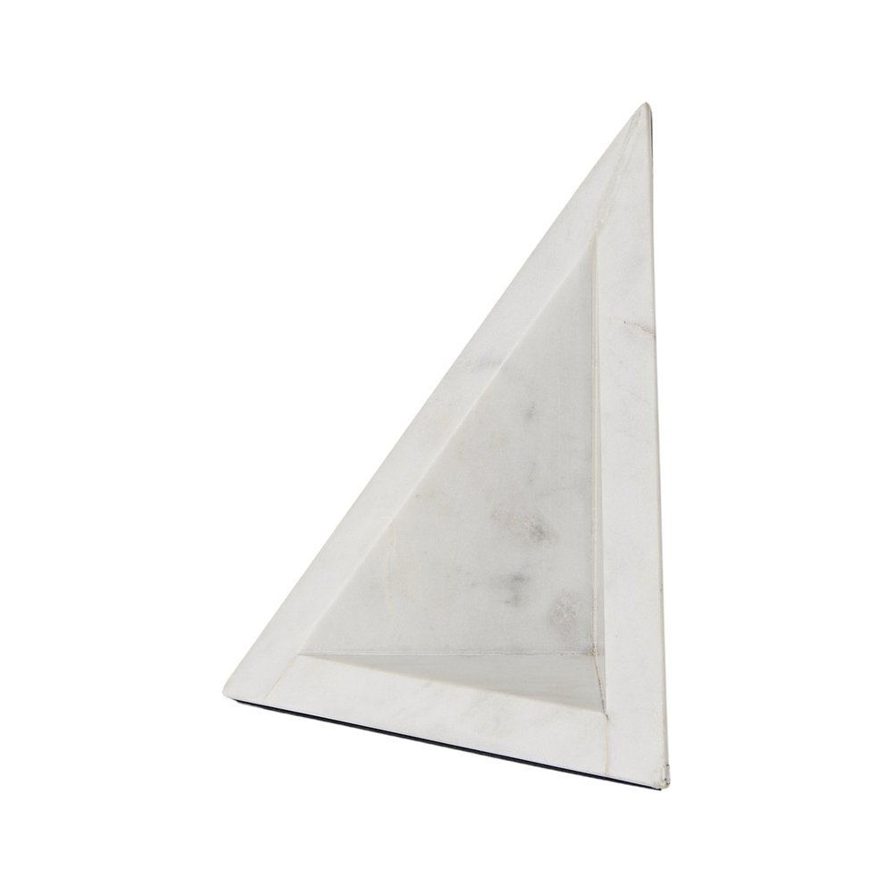 Set of Two White Marble Triangle Decorative Bookends