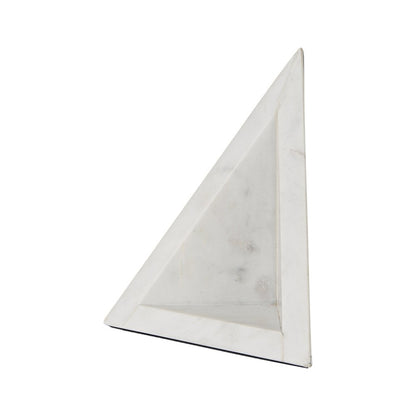 Set of Two White Marble Triangle Decorative Bookends