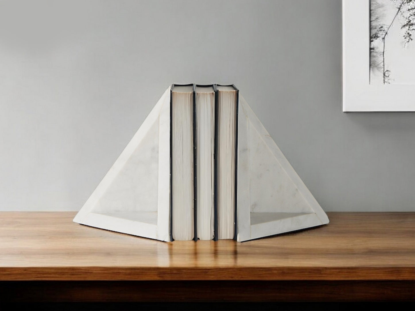Set of Two 7" White Metal Decorative Bookends