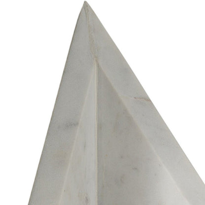 Set of Two White Marble Triangle Decorative Bookends
