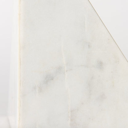 Set of Two White Marble Triangle Decorative Bookends