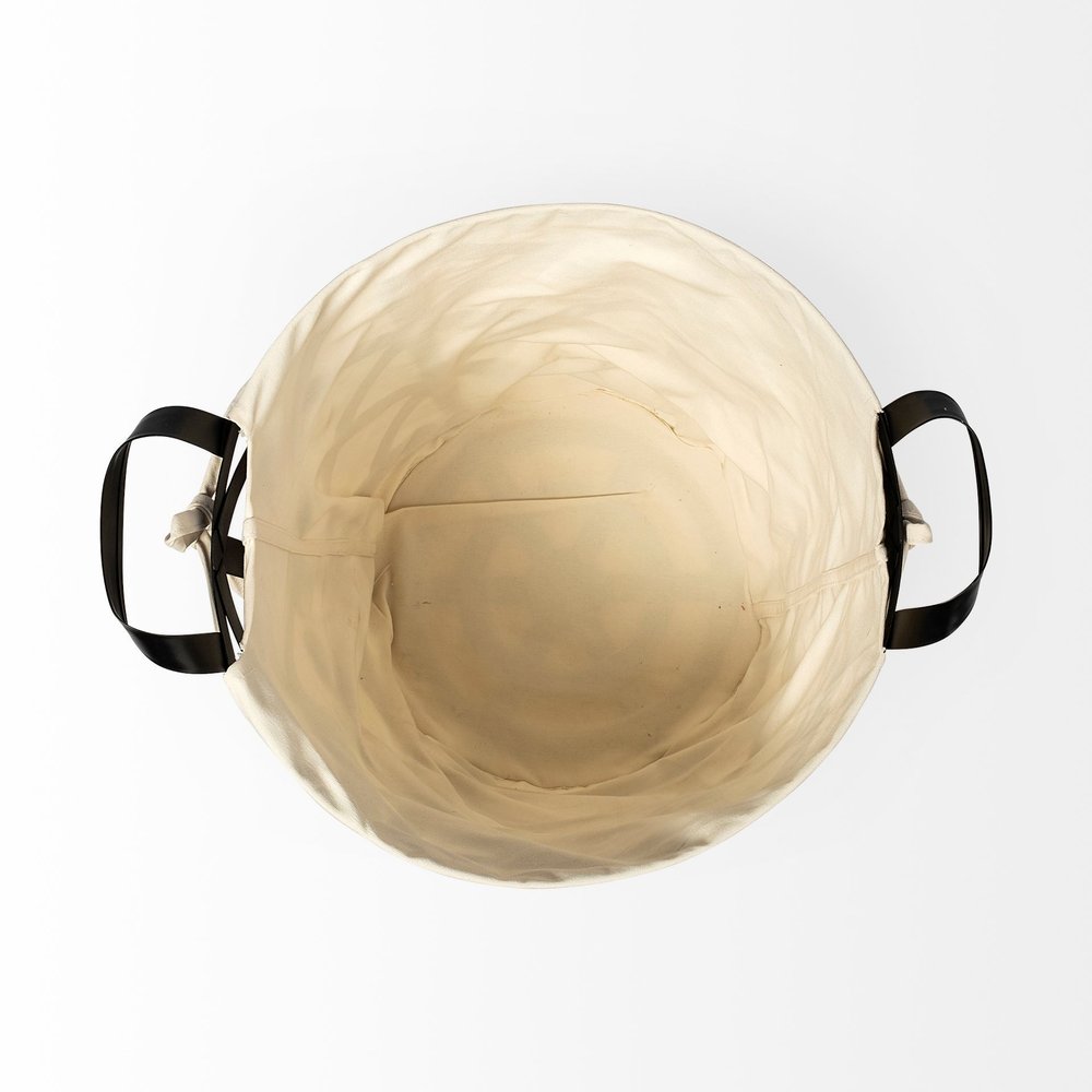 Set of Two Black And Cream Metal Basket