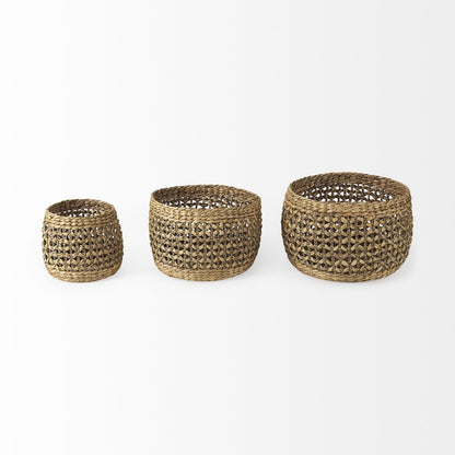 Set of Three Brown Wicker Basket