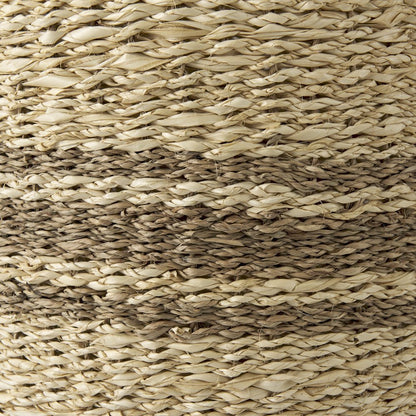Set of Three Natural And Brown Wicker Basket
