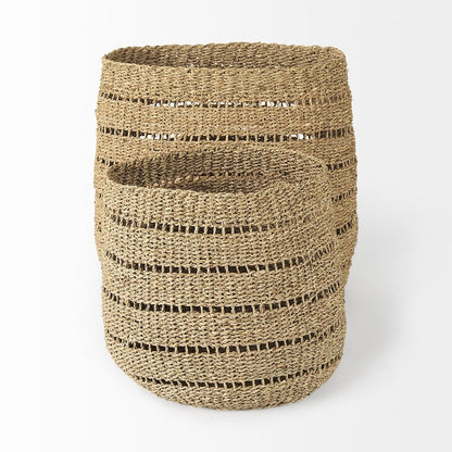 Set of Two Brown Wicker Basket