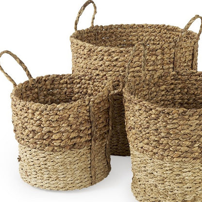 Set of Three Brown Wicker Basket