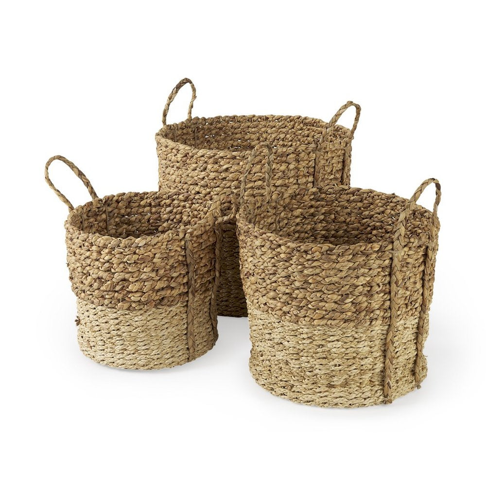 Set of Three Brown Wicker Basket