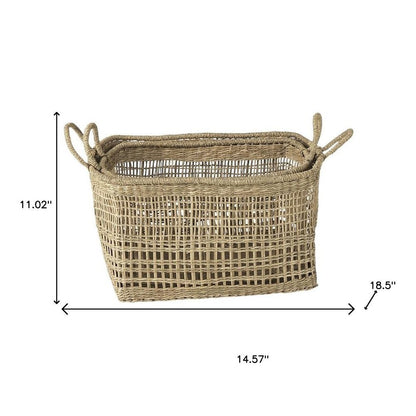 Set of Two Brown Wicker Basket