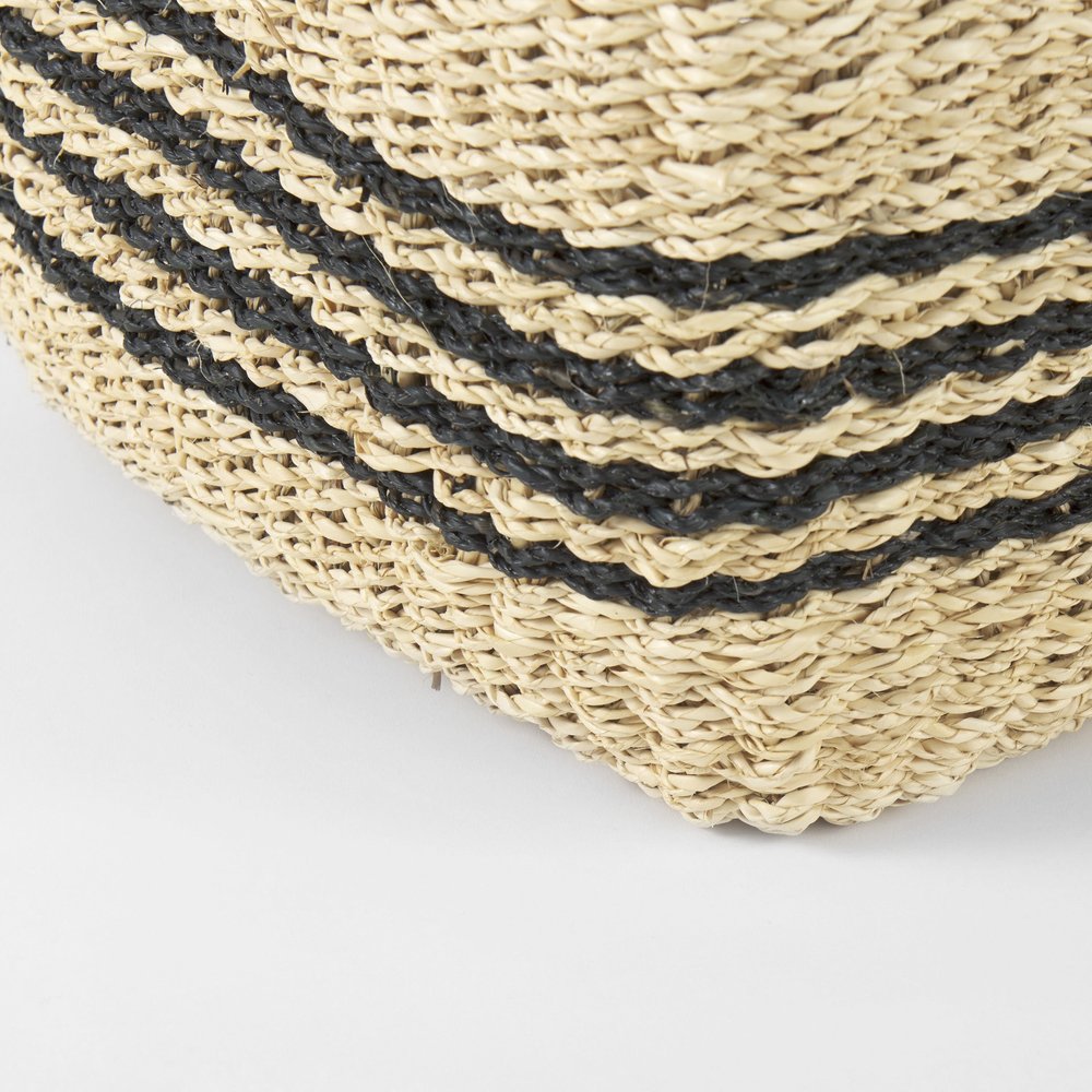 Set of Two Natural And Black Rattan Basket
