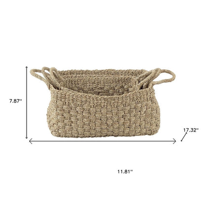 Set of Three Natural Wicker Basket