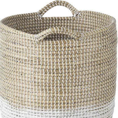 Set of Three Beige And White Wicker Desk Organizer