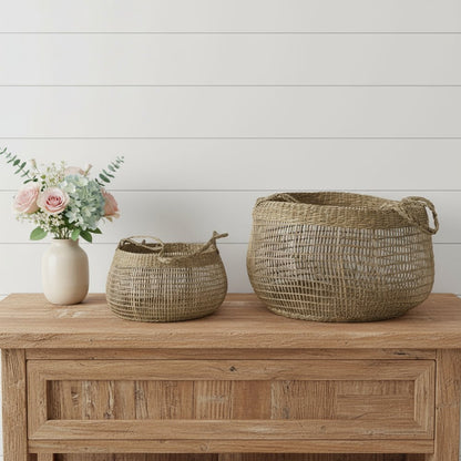 Set of Two Brown Wicker Basket