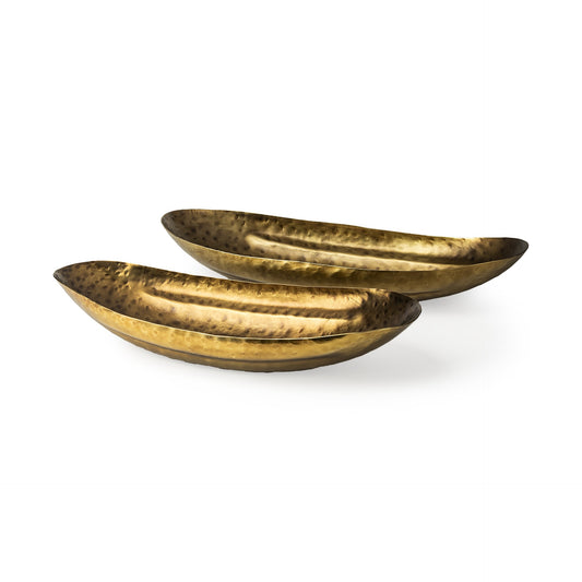 Set of Two Gold Metal Decorative Bowl
