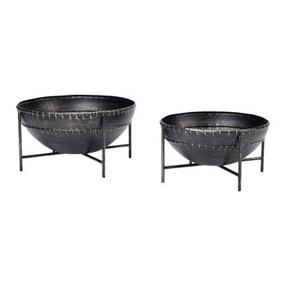 Set of Two Black Metal Decorative Bowl