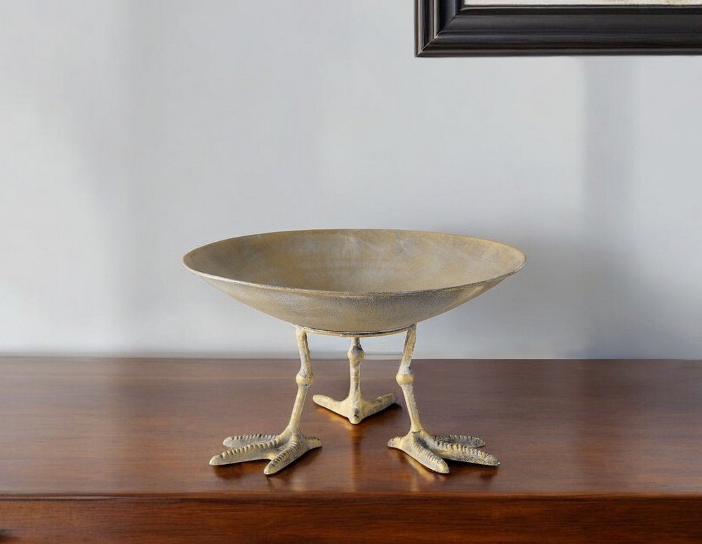 13" Gold Metal Round Centerpiece Bowl