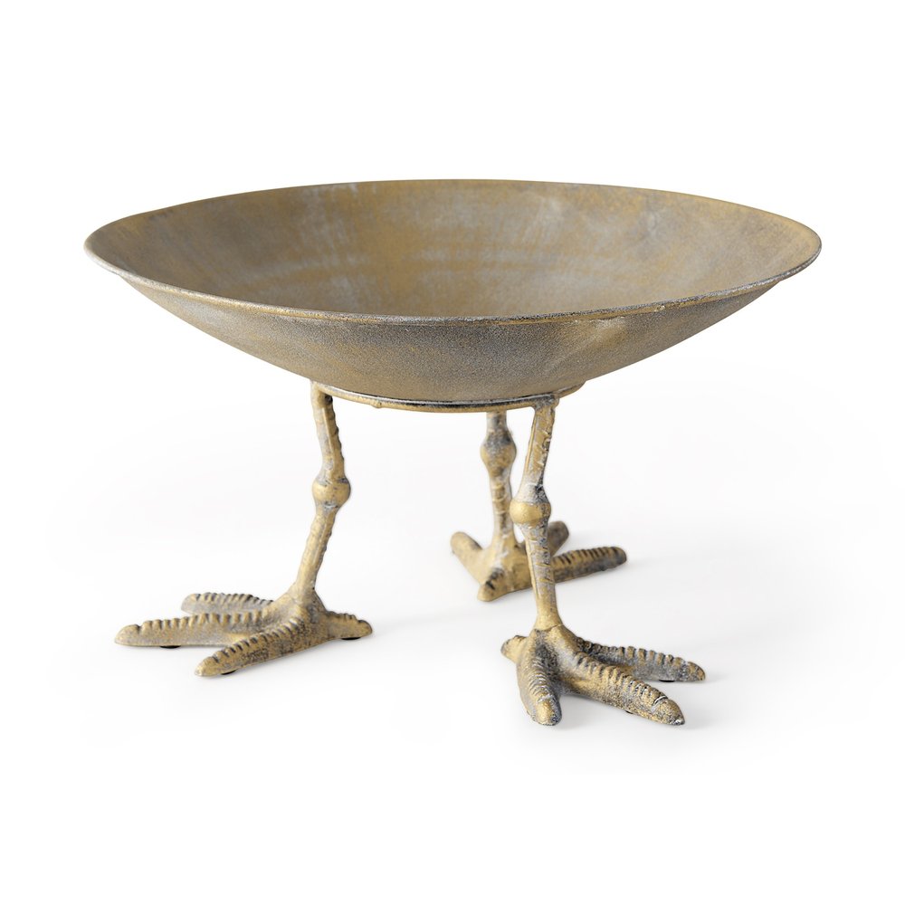 13" Gold Metal Round Centerpiece Bowl