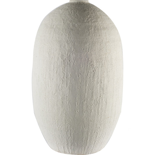 32" White Cylinder Ceramic Floor Vase