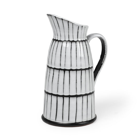 13" Black And White Cylinder Ceramic Urns Jars