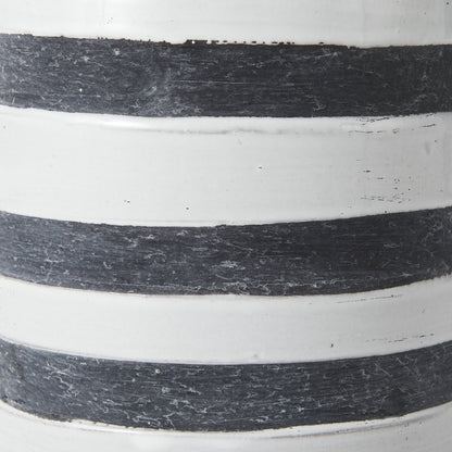 9" Blue And White Cylinder Ceramic Urns Jars