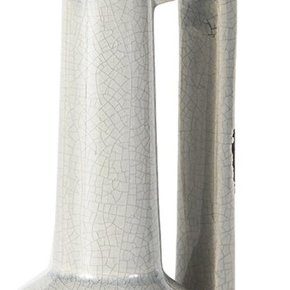 9" Gray And White Cylinder Ceramic Urns Jars