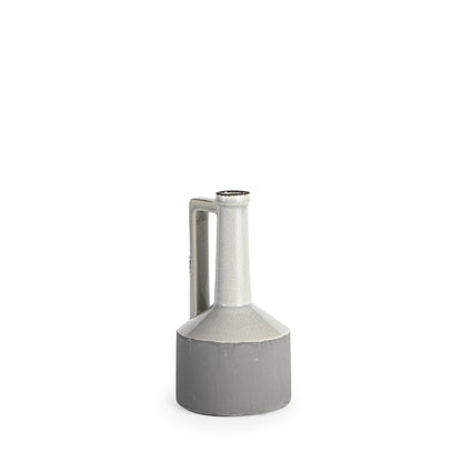 9" Gray And White Cylinder Ceramic Urns Jars