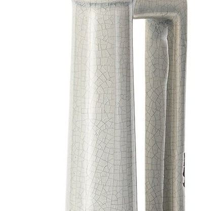 13" Gray And White Cylinder Ceramic Urns Jars