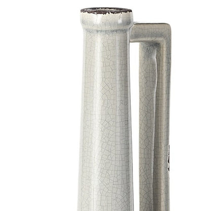 13" Gray And White Cylinder Ceramic Urns Jars