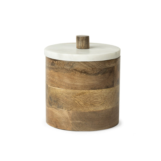 7" Brown Cylinder Solid Wood