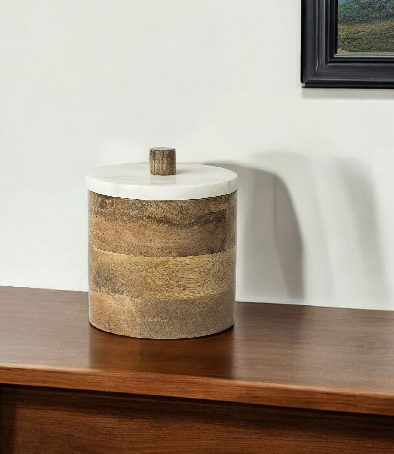 7" Brown Cylinder Solid Wood