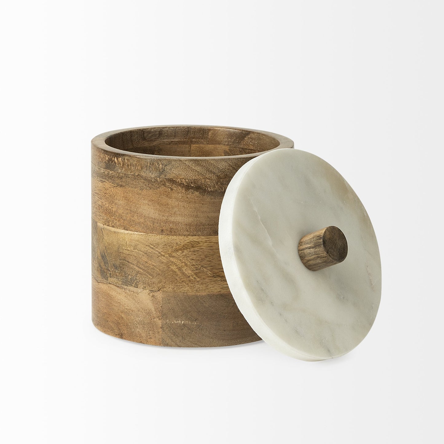 7" Brown Cylinder Solid Wood